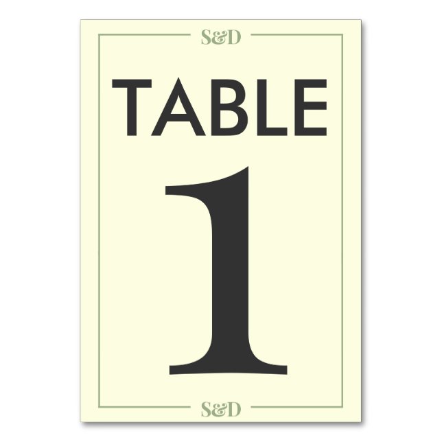 Minimal Modern Editable Wedding Table Number (Front)