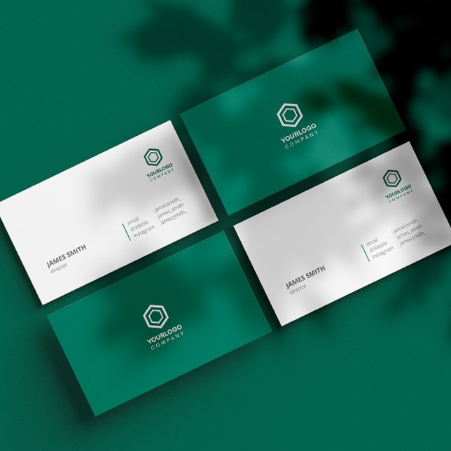 Minimal Modern Elegant Green Business Card (Creator Uploaded)
