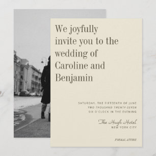 Minimal Modern Elegant Olive Ivory Photo Wedding  Invitation