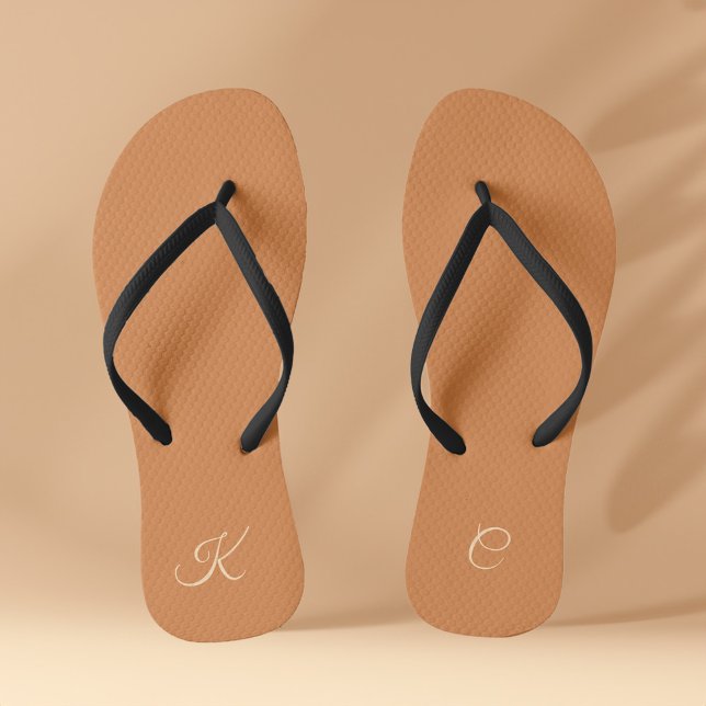 Minimal Modern Elegant Terracotta Simple Monogram Jandals (Minimal Modern Elegant Terracotta Simple Monogram Flip Flops)