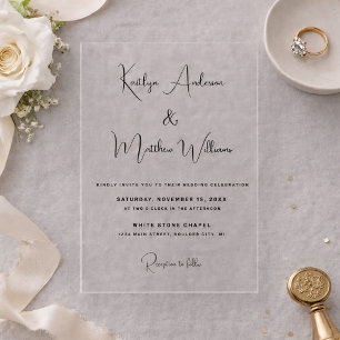 Minimal Modern Elegant Typography Wedding Acrylic Invitations