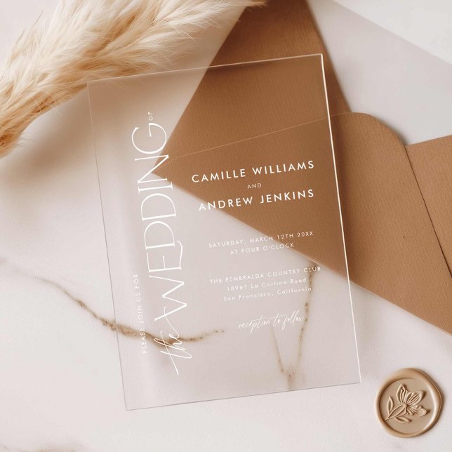 Minimal Modern Elegant Wedding Acrylic Invitations (Modern Wedding Clear Acrylic Invitation)