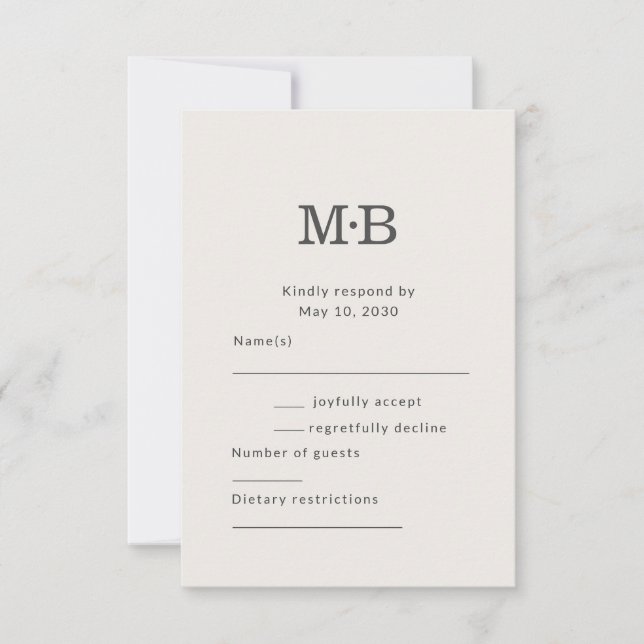 Minimal Modern Elopement Wedding RSVP Card (Front)