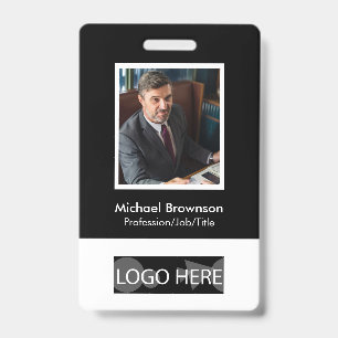 Minimal Modern Employee Qr Barcode Photo ID Badge