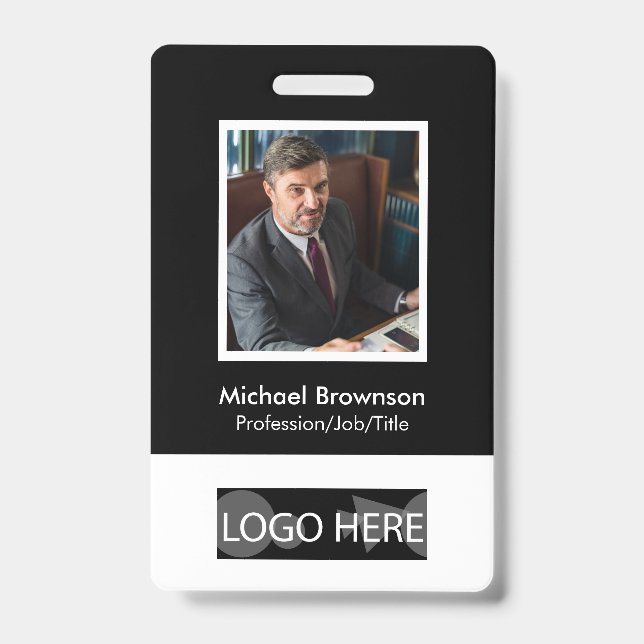 Minimal Modern Employee Qr Barcode Photo ID Badge (Front)
