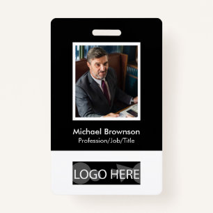 Minimal Modern Employee Qr Barcode Photo ID Badge