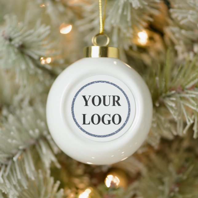 Minimal Modern Engaged Engagement Photo ADD LOGO Ceramic Ball Christmas Ornament (Tree)