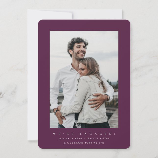 Minimal Modern Engagement Announcement Photo Card (Front)