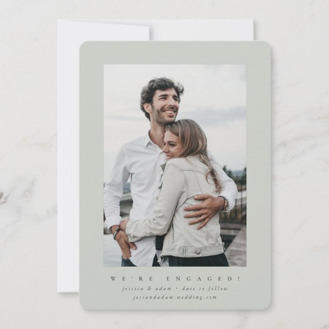 Minimal Modern Engagement Announcement Photo Card (Front)
