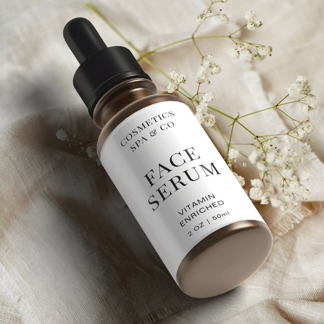 Minimal Modern Face Serum Bottle Wrapper Product (Simple dropper bottle label with space for ingredients, directions and your product name)