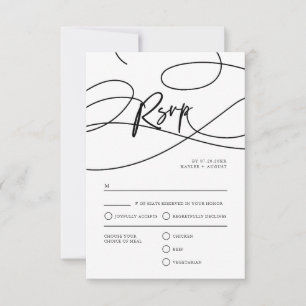 Minimal Modern Fancy Script "RSVP" QR Code Wedding RSVP Card