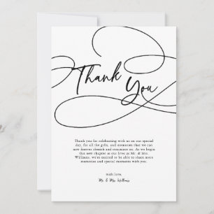 Minimal Modern Fancy Script "Thank You" Wedding Thank You Card