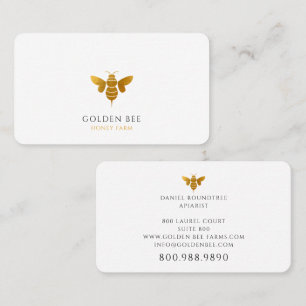 Minimal Modern Faux Gold Bee Honey Bee Business Card