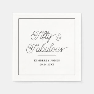 Minimal Modern Fifty & Fabulous 50th Birthday Napkin