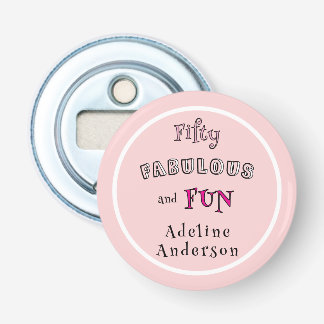 Minimal Modern Fifty Fabulous Fun Pink 50 Birthday Bottle Opener