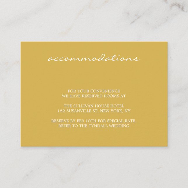 Minimal Modern Fine Art Wedding Accommodation Enclosure Card (Front)