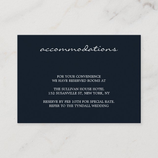 Minimal Modern Fine Art Wedding Accommodation Enclosure Card (Front)