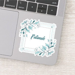 Minimal Modern Floral White and Green Name