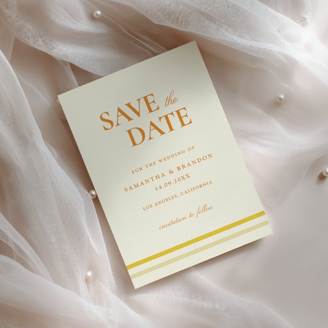 Minimal Modern Formal Script Butter Yellow Wedding Save The Date (Creator Uploaded)
