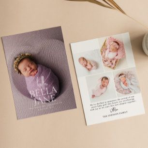 Minimal Modern Full Photo Baby Birth Announcement
