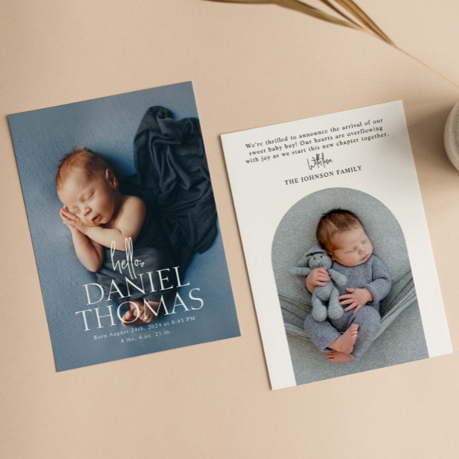 Minimal Modern Full Photo Baby Birth Announcement (Creator Uploaded)