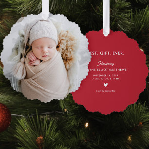 Minimal Modern Full Photo First Christmas Tree Decoration Card