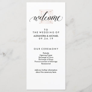 Minimal Modern Geometric Diamond Wedding Program Programme