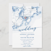 Minimal Modern Gloucester MA Map Wedding