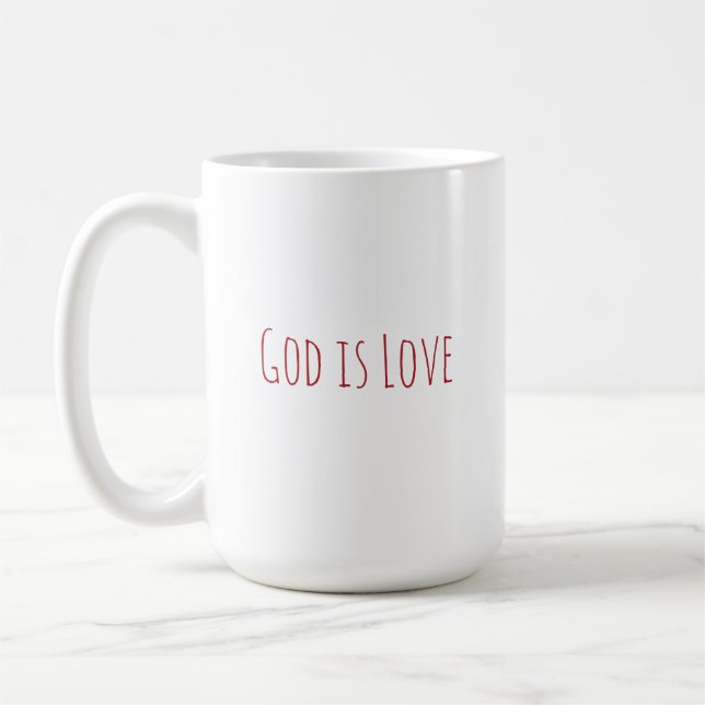 Minimal Modern God Is Love Coffee Mug (Left)