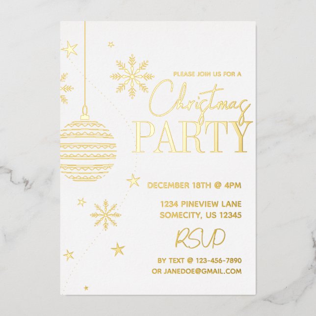 Minimal Modern Gold and White Christmas Party  (Front)