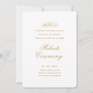 Minimal Modern Gold Script Henna Mehndi Ceremony Invitation