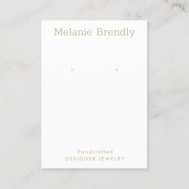 Minimal Modern Gold White Jewellery Earring Displa Business Card (Front)