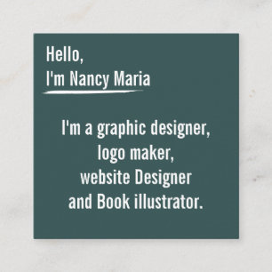 Minimal modern Graphic design Charcoal Square Business Card