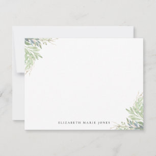 Minimal Modern Greenery Simple Rustic Stationery Card