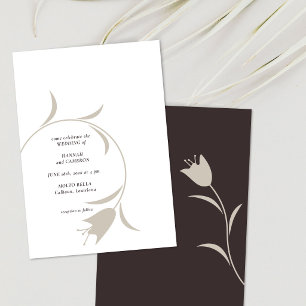 Minimal Modern Greige & Espresso Floral Invitation