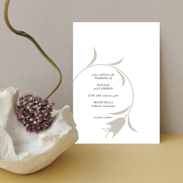 Minimal Modern Greige & Espresso Floral Invitation (Creator Uploaded)