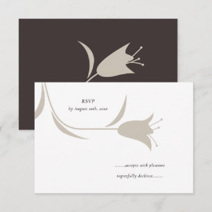 Minimal Modern Greige & Espresso Floral RSVP Card