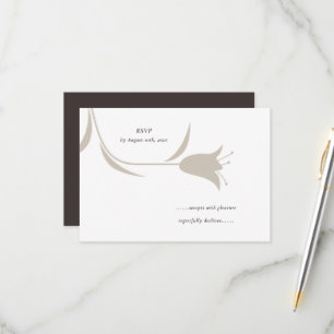 Minimal Modern Greige & Espresso Floral RSVP Card