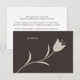 Minimal Modern Greige & Espresso Floral Wedding Enclosure Card