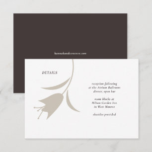 Minimal Modern Greige & Espresso Floral Wedding Enclosure Card