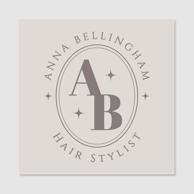 Minimal Modern Hair Stylist Name Badge monogram (Front)