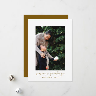 Minimal Modern Handwritten Script Photo Christmas Holiday Card