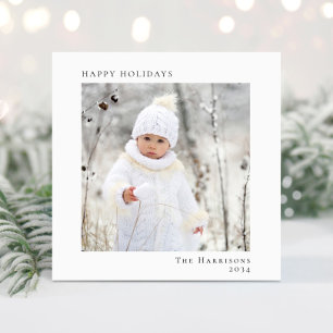 Minimal Modern Happy Holidays Christmas 2 Photo Holiday Card