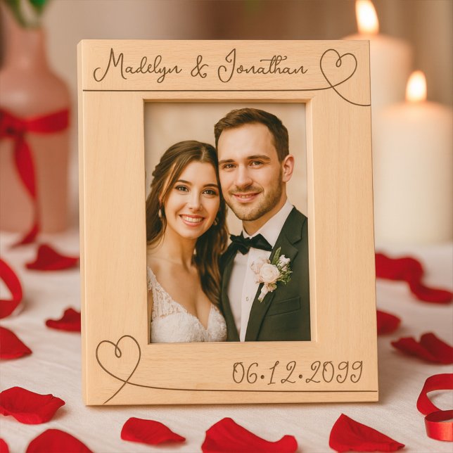 Minimal Modern Hearts Wedding Valentines Day Names Etched Frames (Creator Uploaded)