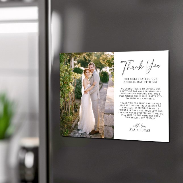 Minimal Modern Horizontal Wedding Photo Thank You Magnetic Invitation (Creator Uploaded)