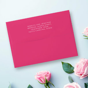 Minimal Modern Hot Pink Wedding Envelope