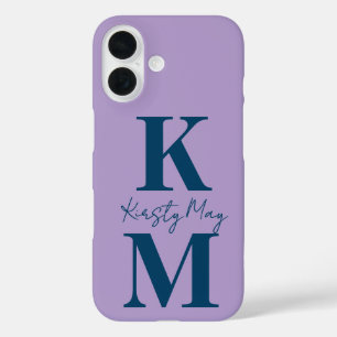 Minimal Modern Initials Name Personalize iPhone 16 Case