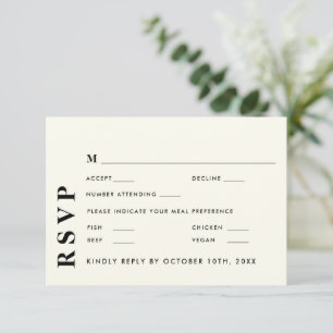 Minimal Modern Ivory Wedding Elegant RSVP Card