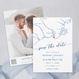 Minimal Modern Kennebunkport Maine Map Save The Date