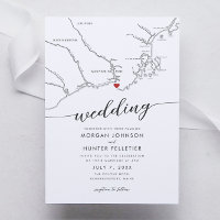 Minimal Modern Kennebunkport Maine Map Wedding